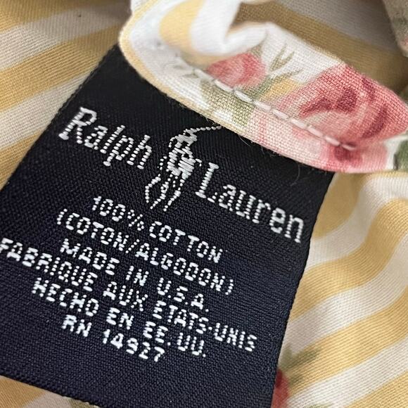 Ralph Lauren Sophie Brooke Floral roses strips ruffle edge sheet set - Picture 7 of 9